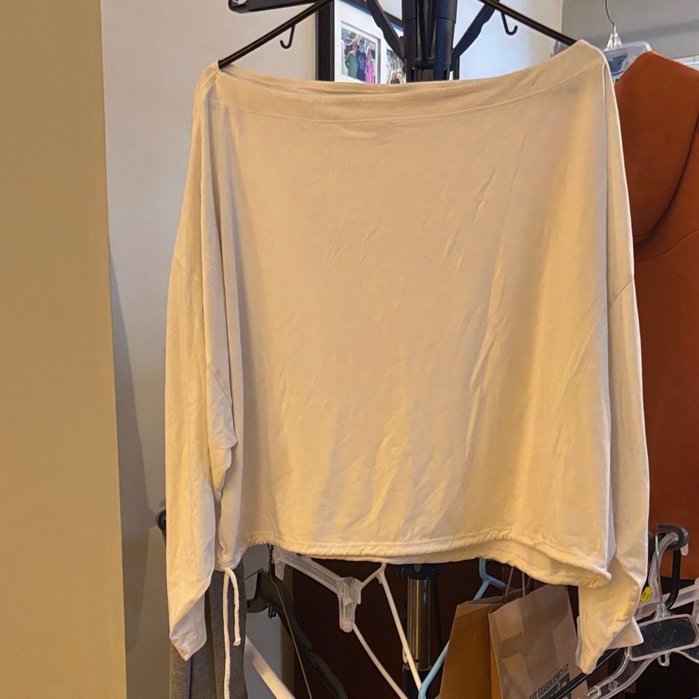 Cream Oversized Crop Shirt